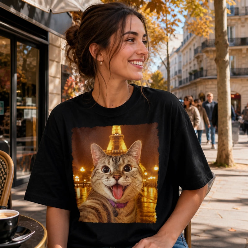 Custom Photo Funny Cat Selfie Gifts for Cat Lovers - Personalized Comfort T-Shirt