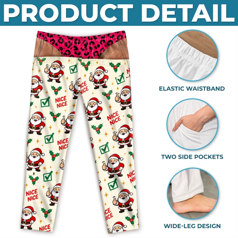Custom Funny Christmas Pajamas For Men - Personalized Naughty Reveal Pajama Pants