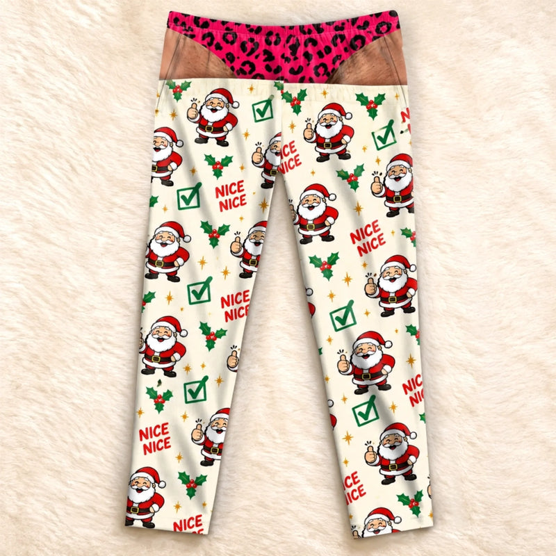 Custom Funny Christmas Pajamas For Men - Personalized Naughty Reveal Pajama Pants