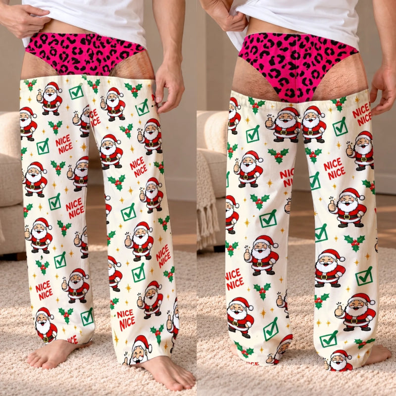Custom Funny Christmas Pajamas For Men - Personalized Naughty Reveal Pajama Pants