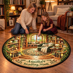 Custom Reading Nook Name Decor - Personalized Quilted Round Mat Gifts for Book Lovers