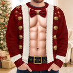 Custom Funny Santa Outfit Christmas Gifts For Couples - Personalized Ugly Sweatshirt