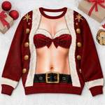 Custom Funny Santa Outfit Christmas Gifts For Couples - Personalized Ugly Sweatshirt