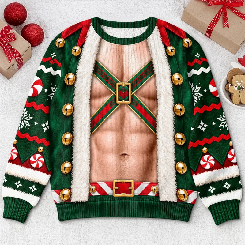Custom His and Hers Holiday Outfit Christmas Gifts for Couples - Personalized Ugly Sweatshirt