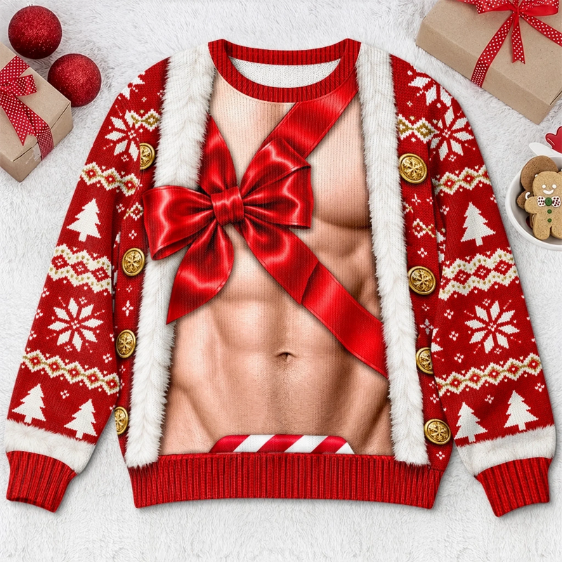 Custom Christmas Bow Couple Gifts - Personalized Ugly Sweatshirt