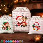 Custom Christmas Characters And Name Gifts - Personalized Drawstring Gift Bag