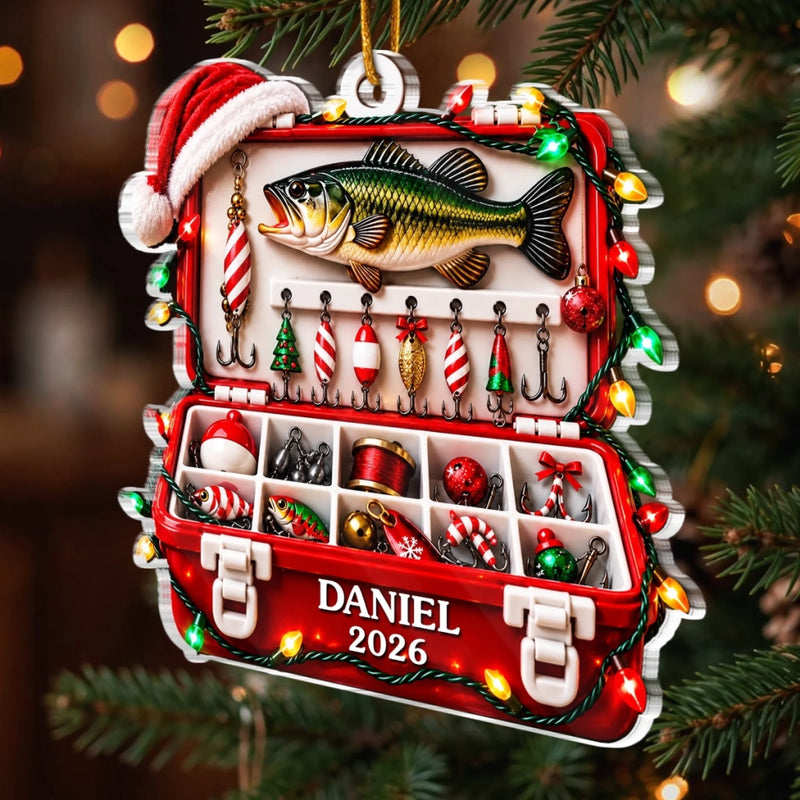 Custom Christmas Fishing Tackle Box Gifts - Personalized Acrylic Ornament