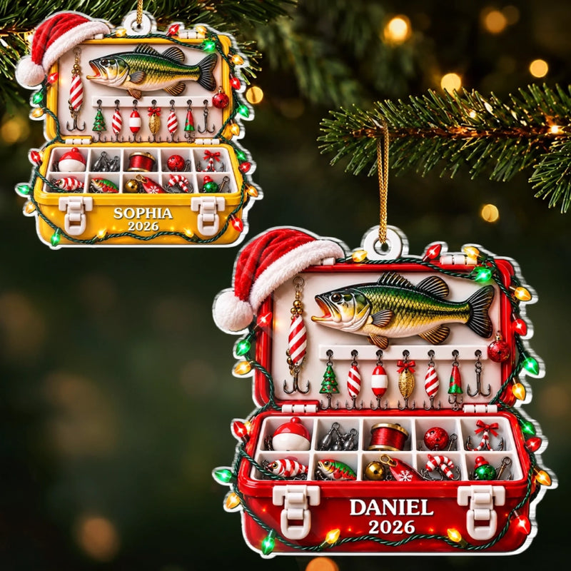 Custom Christmas Fishing Tackle Box Gifts - Personalized Acrylic Ornament