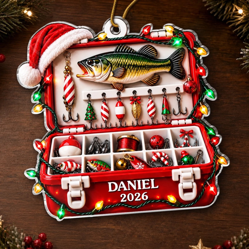 Custom Christmas Fishing Tackle Box Gifts - Personalized Acrylic Ornament