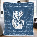 Custom Photo Couple Portrait Anniversary Gifts For Husband And Wife, Him And Her - Personalized Blanket
