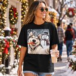Custom Photo Funny Dog Christmas Selfie Gifts - Personalized Comfort T-Shirt