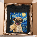 Custom Photo Dog Selfie Van Gogh Style Gifts - Personalized Comfort T-Shirt