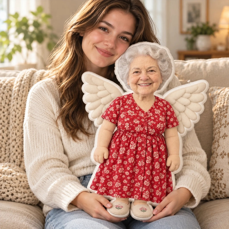 Custom Photo Angel Keepsake Decor - Personalized Shaped Pillow
