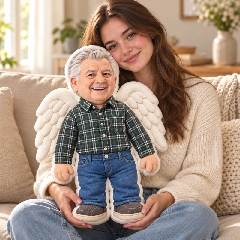 Custom Photo Angel Keepsake Decor - Personalized Shaped Pillow