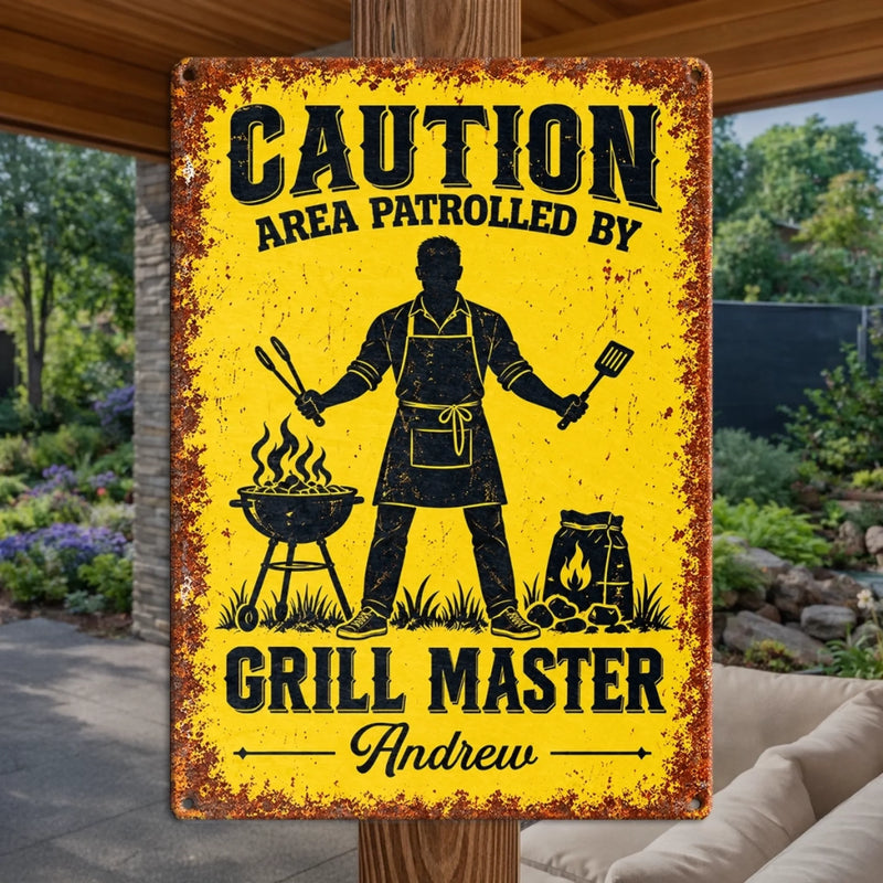 Custom Grill Master BBQ Decor - Personalized Metal Sign