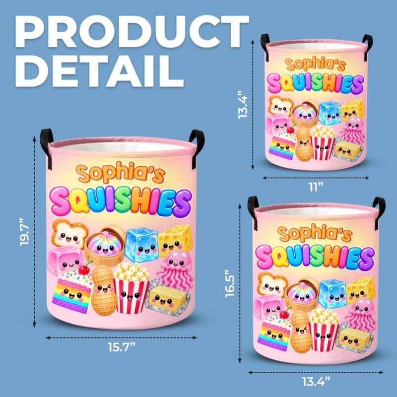 Custom Name Squishies Kids Toy Storage - Personalized Laundry Basket