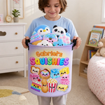 Custom Name Squishies Kids Toy Storage - Personalized Laundry Basket
