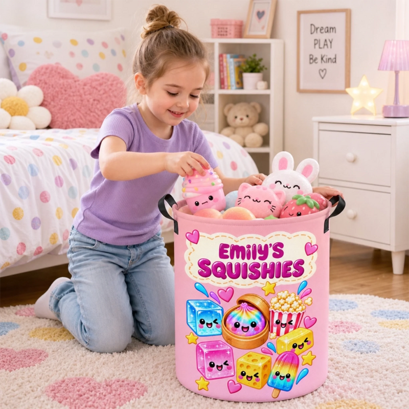 Custom Name Squishies Gifts for Kids - Personalized Laundry Basket