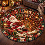 Custom Santa Christmas Decor - Personalized Quilted Round Mat Gifts For Book Lovers