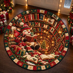 Custom Santa Christmas Decor - Personalized Quilted Round Mat Gifts For Book Lovers