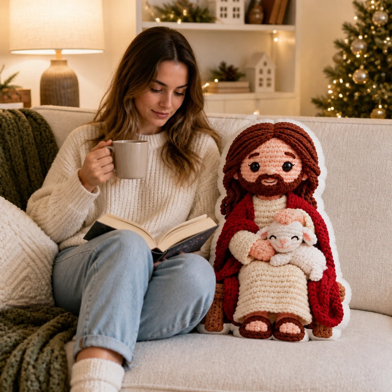 Custom Jesus and Lamb Decor - Personalized Shaped Pillow