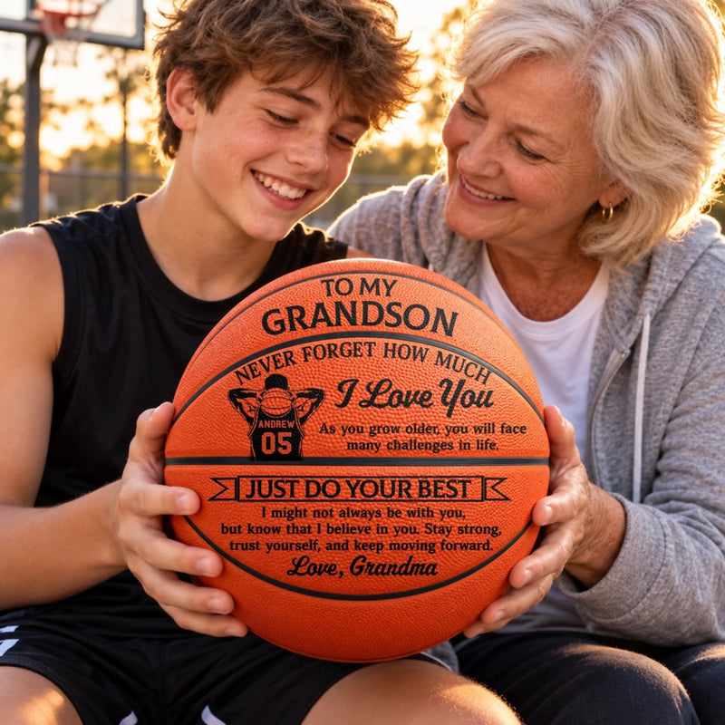 Custom Never Forget How Much I Love You Grandson Gifts - Personalized Basketball