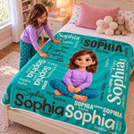 Custom Photo Cartoon Name Kids Gifts - Personalized Blanket