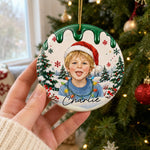 Custom Photo Christmas Family Portrait Gifts - Personalized Ceramic Ornament