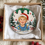 Custom Photo Christmas Family Portrait Gifts - Personalized Ceramic Ornament