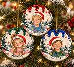 Custom Photo Christmas Family Portrait Gifts - Personalized Ceramic Ornament