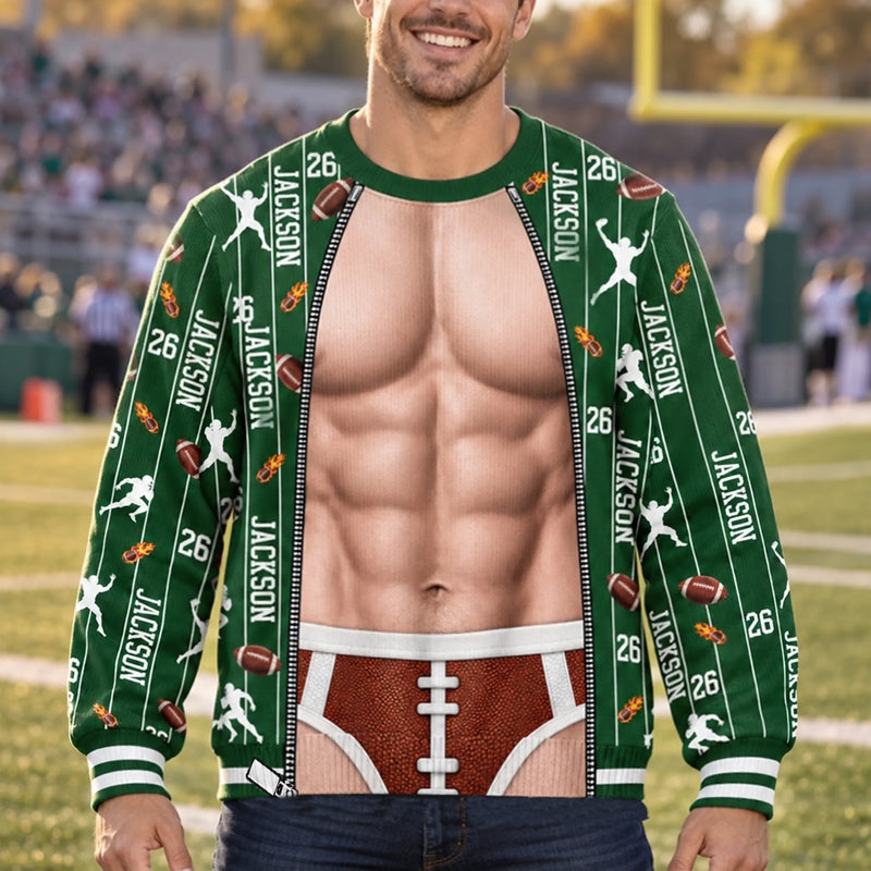 Custom American Football Player Gifts - Personalized Ugly Sweatshirt