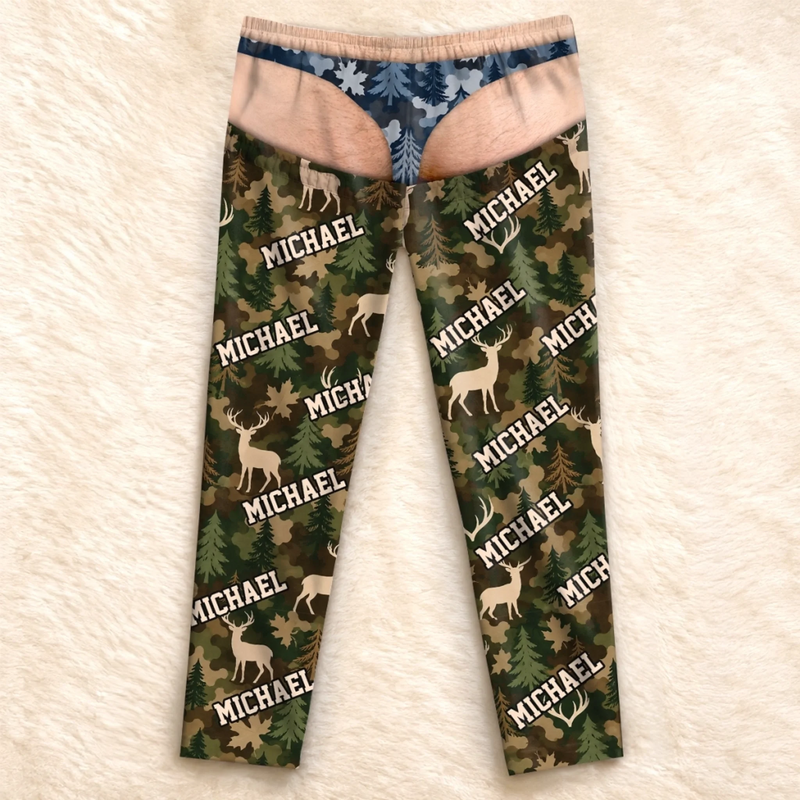 Custom Name Deer Camo Gifts for Men - Personalized Pajama Pants