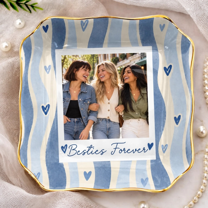 Custom Photo Friends Forever Bestie Gifts - Personalized Jewelry Dish