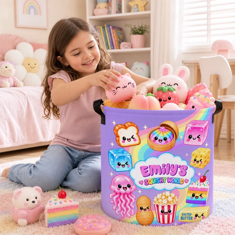 Custom Squishy World Kids Gifts - Personalized Laundry Basket