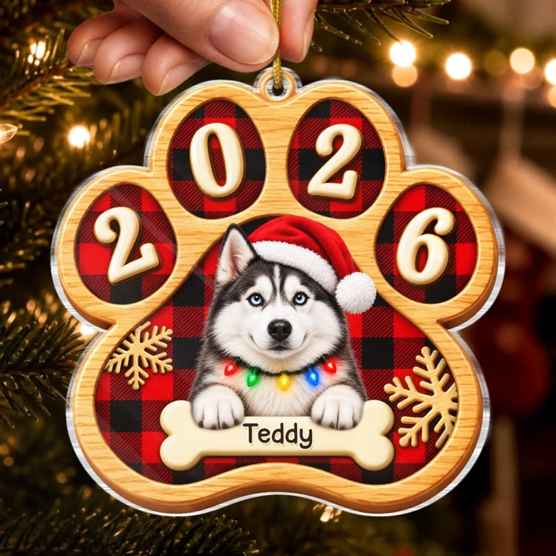 Custom Photo Christmas Dog Name Gifts - Personalized Acrylic Ornament