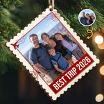 Custom Family Travel Photo Christmas Gifts - Personalized Wooden Ornament