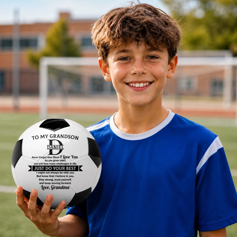Custom Grandson Soccer Gifts with Inspirational Message - Personalized Soccer Ball