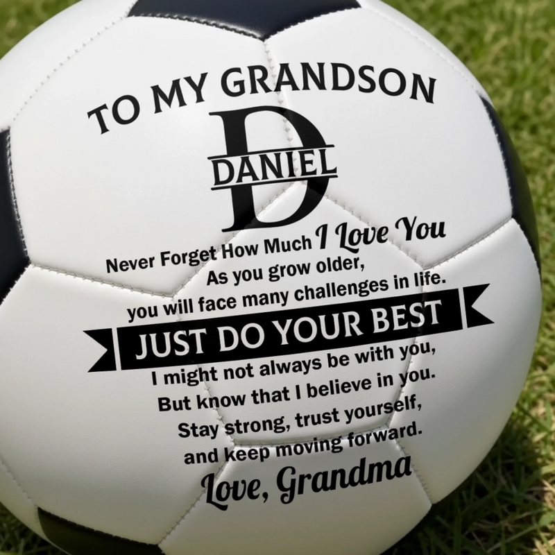 Custom Grandson Soccer Gifts with Inspirational Message - Personalized Soccer Ball