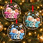 Custom Baby's First Christmas Gifts - Personalized Circle Glass Ornament