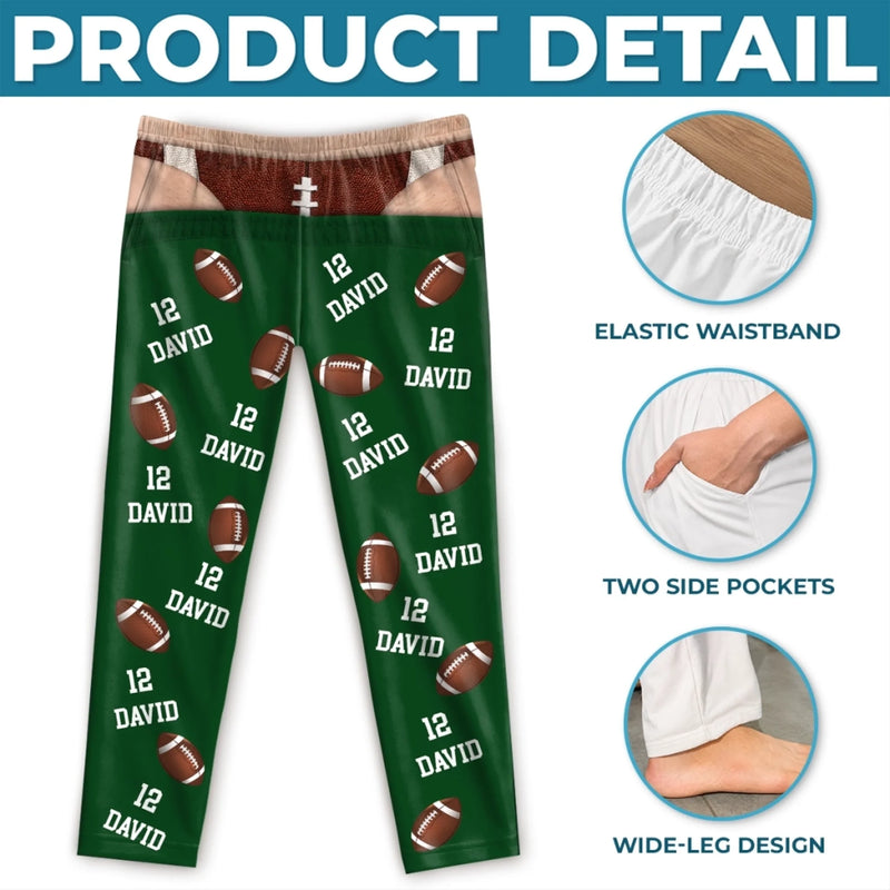Custom Name Number Football Gifts For Men - Personalized Pajama Pants