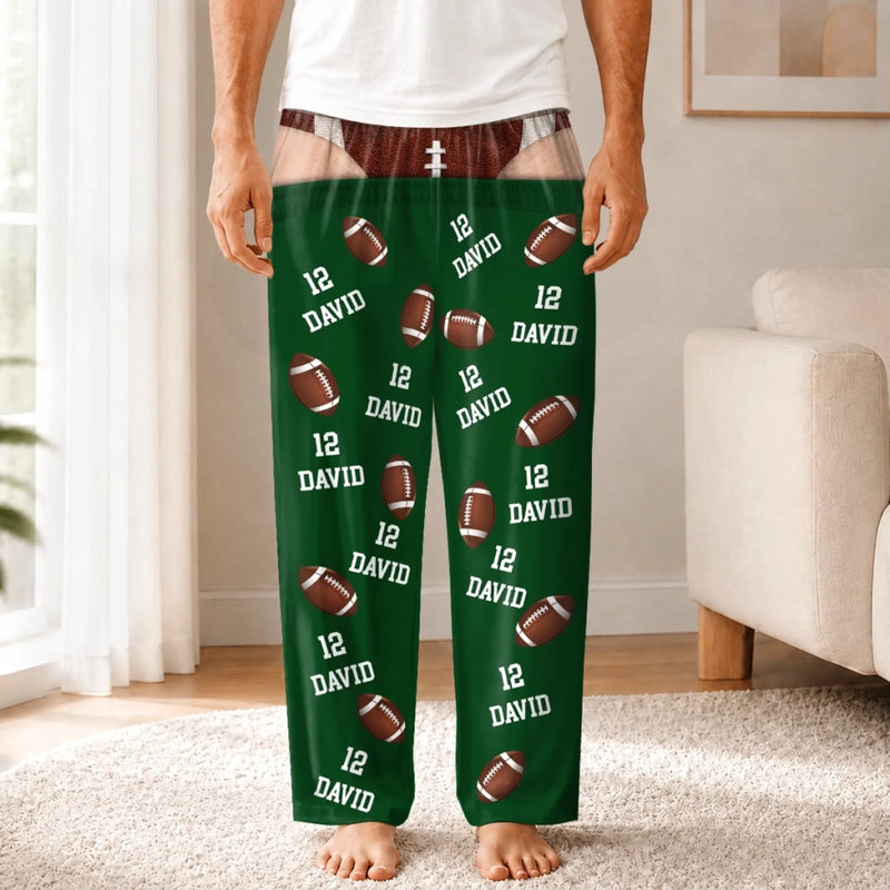 Custom Name Number Football Gifts For Men - Personalized Pajama Pants