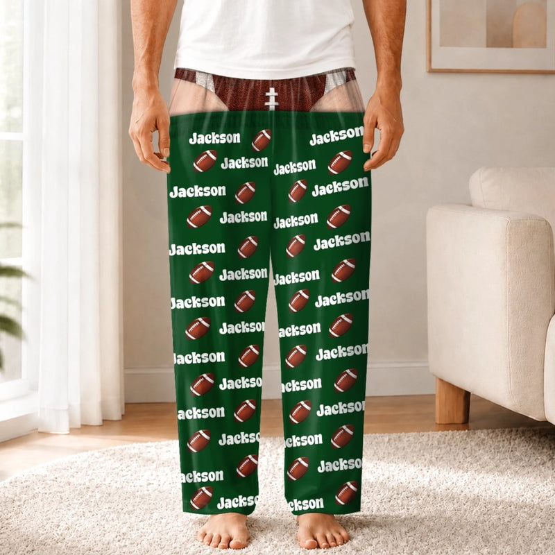 Custom Football Lover Name Gifts - Personalized Pajama Pants