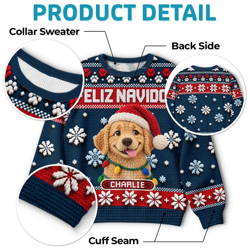 Custom Pet Photo Santa Hat Christmas Gifts For Dog Cat Lovers - Personalized Ugly Sweatshirt