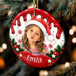 Custom Photo Name Christmas Keepsake Gifts for Kids - Personalized Ceramic Ornament