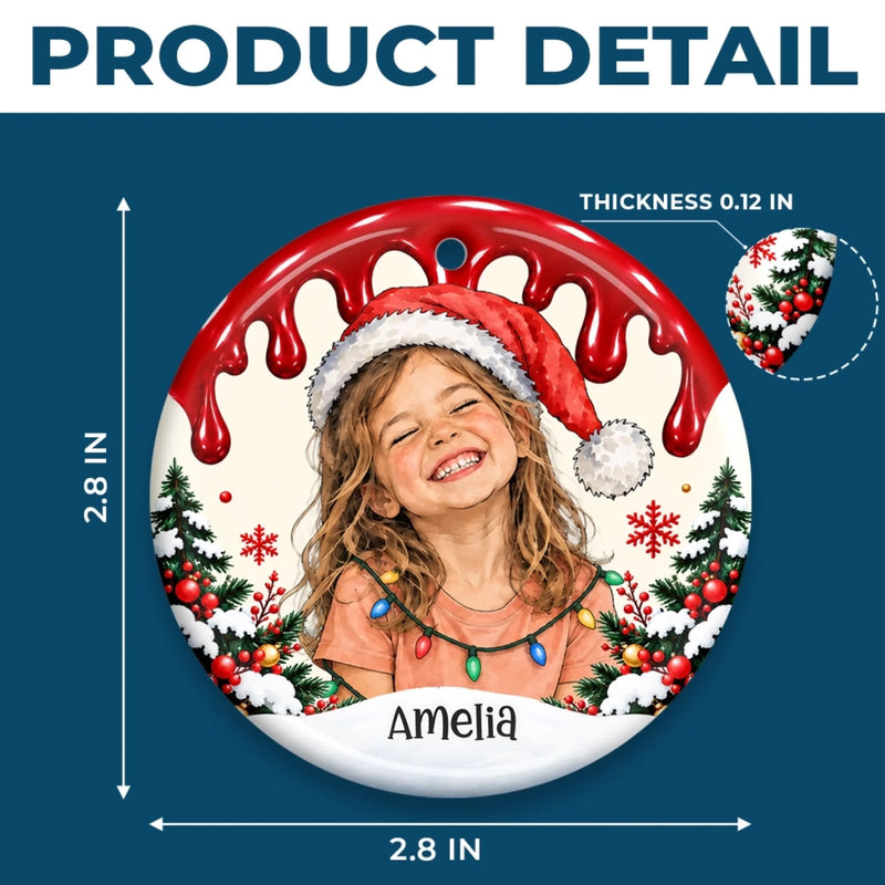 Custom Photo And Name Christmas Keepsakes For Children - Personalized Ceramic Ornament