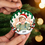 Custom Photo And Name Christmas Keepsakes For Children - Personalized Ceramic Ornament