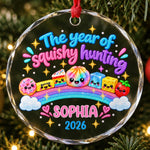 Custom Name Squishy Hunting Christmas Gifts for Kids - Personalized Glass Ornament