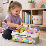 Custom Name Kawaii Squishy Toy Organizer for Kids - Personalized Storage Basket