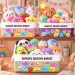 Custom Name Kawaii Food and Animal Squishy Gifts for Kids - Personalized Storage Basket