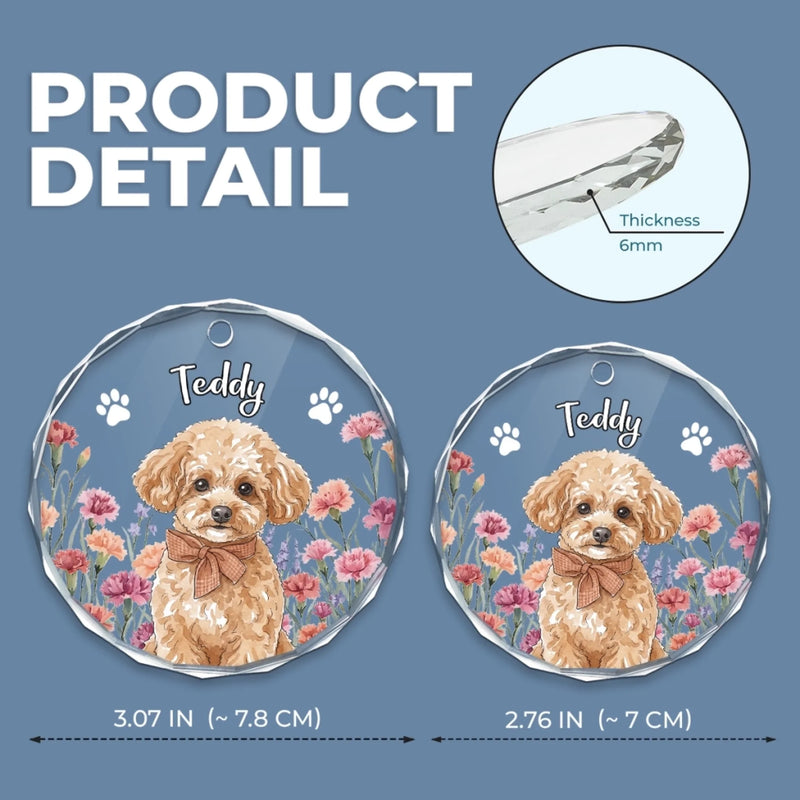 Custom Pet Photo Christmas Gifts for Pet Lovers - Personalized Circle Glass Ornament